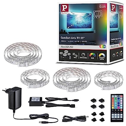 Paulmann 78876 MaxLED 250 LED Strip TV Comfort Basisset 65 Zoll 4,3m 22W 234lm/m 28LEDs/m RGBW+ 24VA dimmbar