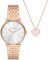 Armani Exchange Uhr für Damen , QuarzDreizeigerwerk, 36MM Rose Gold Edelstahlgehäuse mit einem Edelstahlarmband, AX7145SET