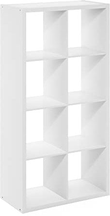 Furinno Cubicle Open Back Decorative Cube Storage Organizer, 8-Cube, White