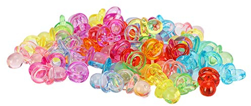 Baby Shower Schnuller, 100 Stück Acryl Schnuller Geburtstagsfeier Dekoration Baby Taufe Beruhigende Mini Farbe Spielzeug Mini Farbe Spielzeug Niedliche Baby Schnuller (transparente Mischfarbe)