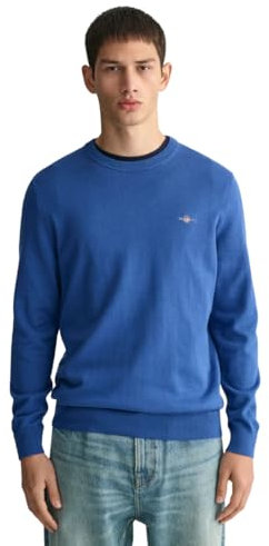 GANT Herren Classic Cotton C-Neck Pullover, Rich Blue, XXXL