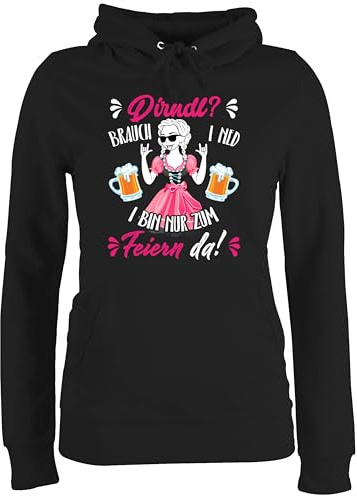 Pullover Damen Hoodie Frauen - Kompatibel mit Oktoberfest - Dirndl Ersatz Dirndl Spruch - L - Schwarz - trachtenhoody bayrische i pulli trachtenpullover bayrisch trachten hoody trachtenpulli tracht