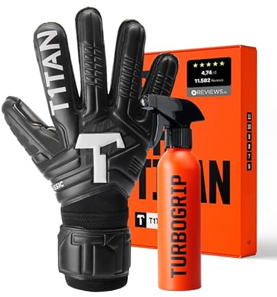 T1TAN Classic 1.0 Black-Out + Turbogrip - Torwarthandschuhe und Handschuhreiniger - ohne Fingerschutz - Fußballhandschuhe für Torhüter - Größe 8