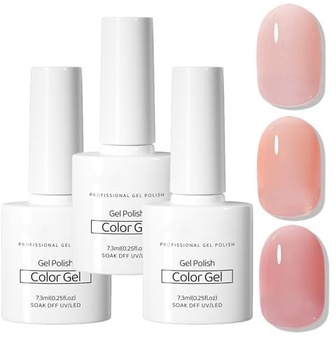 Jelly Nude Gel Nail Polish Set, 3 Pcs French Manicure UV Gel Polish Set, 3 Colors Nude Nail Polish Translucent Gel For Nails, 7.3ml Each UV Gel Polish Varnish For Nail Art