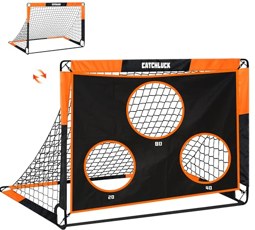 CATCHLUCK Fußballtor Kinder Garten Fussballtor Outdoor Pop Up Fußballtore Fussball Tor Fussballtore für Garten Training Outdoor Fussballtor mit Tragetasche (Orange-120x90x90)