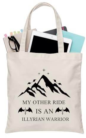PLITI Bat Boys Gift ACOTAR Bolsa de mano Night Court Velaris Gift ACOTAR Fans Gift My Other Ride is An Illyrian Warrior Gift S J Maas Fan Gift, Illyrian Warrior Tgu, medium