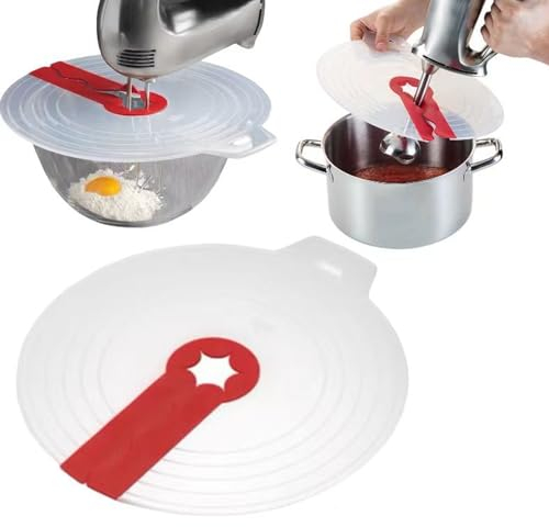 Mixing Bowl Splatter Guard Protective Splatter Lid Silicone Anti Splash Anti Spill Lid Cover Screen Guard for Egg Bowl, Splatter Screen Whisk Shields Cooking Kitchen Tool Red