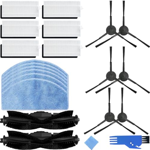 EATBALE Repuestos para Tikom G8000 Pro para Honiture G20 Pro para Laresar Evol 3 Robot Aspirador Accesorios, 6 Cepillos Laterales, 4 Almohadilla Mopa, 6 Filtro HEPA, 2 Cepillos Rodillo Principal