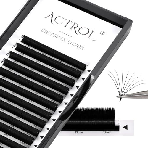 ACTROL Easy Fan Lashes Eyelash Extensions 0.05 C 60° Curl 10mm Mixed Tray Mink Volume Premade Russian Lashes 3D-20D Withstand 100℃