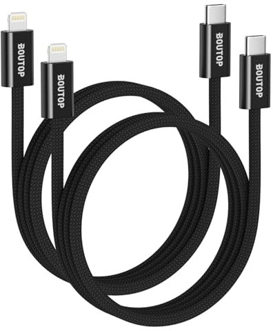 BOUTOP USB C auf Lightning Kabel 1M 2Pack [MFi Zertifiziert] iPhone Ladekabel Unterstützt PD-Schnellladen für iPhone 14 Pro/14/13 Pro/13/12 Pro/12/SE 2020/11/XR/XS/X/8/8 Plus/iPad-Serie