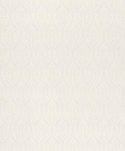 Rasch Tapeten 810202 - Vliestapete mit Relief Ornamenten in Cremeweiß aus der Kollektion Selection - 10,05 m x 0,53 m (LxB)