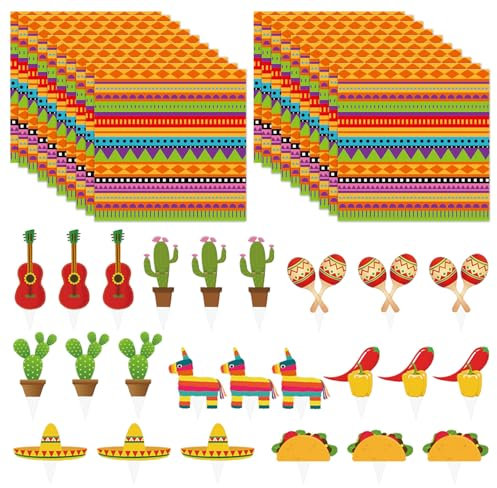 20 Partyservietten, 20 Einstecktücher, Papierhandtücher Im Mexikanischen Stil, Themenparty-Dekorationen, Tischdeko-Papierhandtücher
