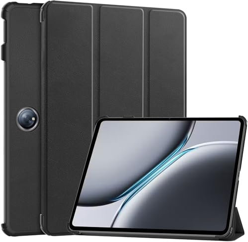Afikyutu Hülle für OnePlus Pad 2, Dünn Hülle Leder mit Auto Schlaf/Wach Ständer, Modische Smart Trifold Stand Cover, Schutzhülle für OnePlus Pad 2 Folio Cover, Schwarz