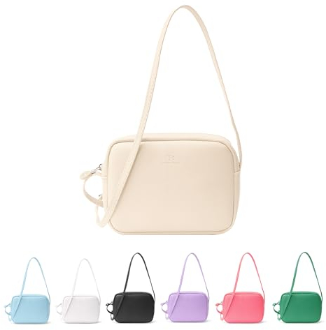 Tonny Black Mini Urban Komfort Umhängetasche Damen, Crossbody Bag, Handtasche, Verstellbarer Dünner Gurt, PU Vegan Leder, 15 x 20 x 5 cm (Creme)
