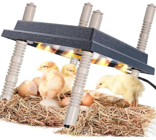 Placa calefactora para pollitos, 10 x 10 pulgadas, lámpara de calefacción para incubadora de pollitos, ángulo y altura ajustables, incubadoras seguras con placa de fácil limpieza para pollitos/patos