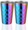 DOCBLACK Stainless Steel Wine Tumbler, 12.3 oz/350 ml Stackable Double Walled Cup, Rainbow Shatterproof Metal Beer Glasses for Outdoor Travel, Reusable Heat Resistant Dishwasher Safe, Pack of 2