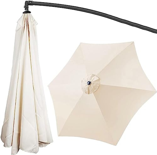 Toile Parasol 3x3 Déporté 6 Baleines 8 Baleines, Auvent De Rechange pour Parasol,pour Parasol à Bras Latéral Décentré Anti-Ultraviolet (Beige,300cm/8-Ribs