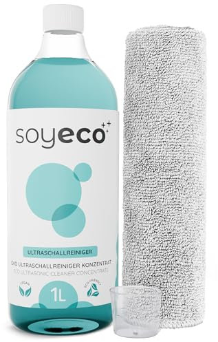 Ultraschallreiniger Konzentrat 1000 ml - mit Microfasertuch - extrem ergiebig - Für Brille, Schmuck, Kleinteile - Für Ultraschallgeräte, Ultraschallbad