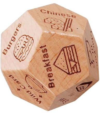 Date Night Würfelspiel – 12-seitige Date-Idee-Würfel, Holzwürfelspiel Für Paare | Mahlzeit-Entscheidungswürfel, Essenswahl-Holzwürfel, Beziehungswürfel, Speisewürfel, Romantisches Abendessen-Spiel, Ho