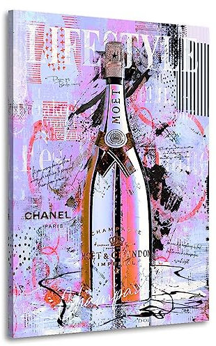 Kunstgestalten24 | Champagner Lifestyle Color Leinwand-Bild | mit Echtholz-Keilrahmen | Leinwandbild Wandbild Gemälde Kunst Art | Hochwertige Kunstdrucke | XXL Bilder auf Leinwand