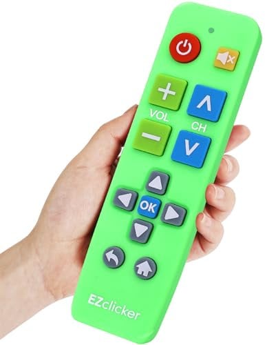 EZclicker Mando a Distancia Universal de TV con botón Grande Simple y fácil de Usar, Ideal para Personas Mayores, Funciona con Las Principales Marcas de TV (2 Pilas AAA no Incluidas) (Verde)