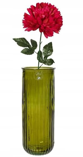 DomoDomo Vase à fleurs en verre vert, 28 x 11 cm, verre recyclé, design élégant, décoration durable, respectueux de l'environnement