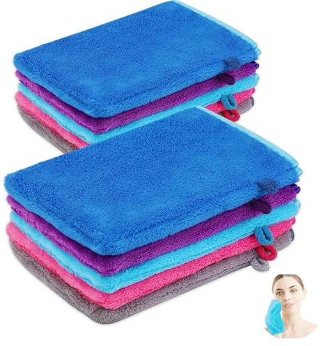 Guanto da Lavaggio, 10 Pezzi 15 x 20 cm Guanti da Lavaggio in Spugna, Salviette in Microfibra, Guanti da Lavaggio per il Corpo, Guanti Morbidi per il Viso, Asciugamano in Spugna (5 Colori)
