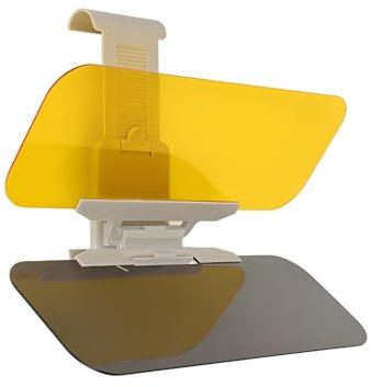 JF HOME BLISS Universal Car Sun Visor Extender 2-in-1 Day & Night Anti-Glare Visor for Safer Driving HD UV Filtering Eye Protector Polarized Clip-On Visor for Cars SUVs Trucks (Gray & Yellow)
