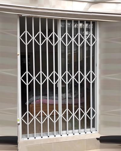 Rejas para Ventanas Exteriores Extensible Blanco Reja de Seguridad Plegable, Alta Resistencia Protección para Ventana Plegable para Planta Baja/Unidad Ac/Sótano, Reja de Alta Seguridad para Puertas