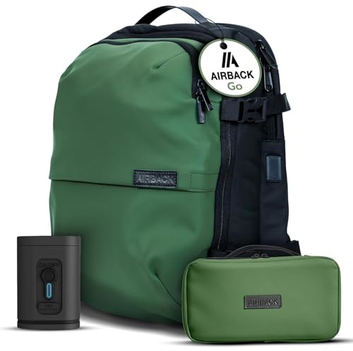Airback GO Vacuum Backpack with Pump - 16-32L, Incl.Toiletry Bag, Vacuum Compression Backpack, Cabin Backpack, Lightweight and Expandable Travel Vacuum Bags, Comfortable and Water-Resistant, Green