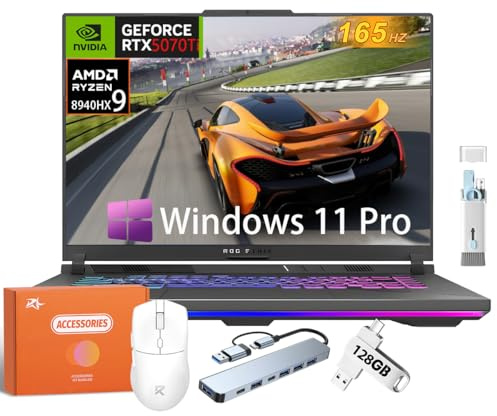 ASUS Ordinateur portable de jeu ROG Strix G16, 16 po QHD+ 240 Hz, Intel 24 cœurs i9 14900HX, GeForce RTX 4060, 64 Go de RAM DDR5, 4 To SSD, KB rétroéclairé, Windows 11 Pro, avec licence Office