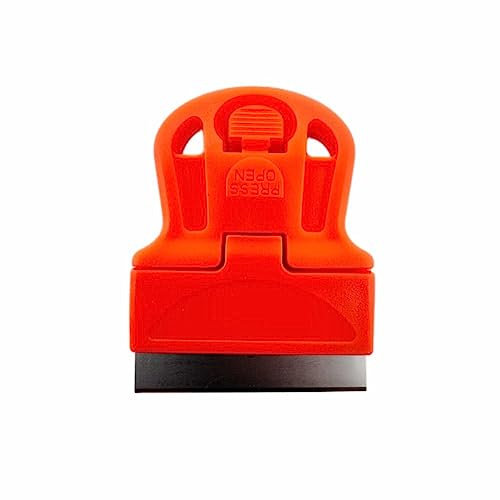 Mini raschietti per rasoio, in plastica, lama in acciaio, raschietto per finestra, raschietto per vernice, carta da parati, decalcomania per rimuovere residui di etichette (arancione)