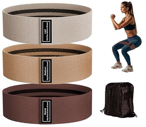 S.ROMZA Fabric Resistance Bands for Working Out Elastic Exercise Band Squats Fabric Exercise Bands for Legs and Butt Pilates,Yoga,Male and Female Fitness Resistance Bands (Beige/Khaki/Brown)