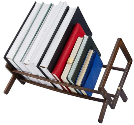 DICOSMETIC 1 Set Bambus Desktop Bücherregal Kleiner Tischplatten Bücherständer Retro Kaffee Bücher Organizer Mini Bücherregal Magazin Aufbewahrungshalter Für Dateien Briefe CDs Display