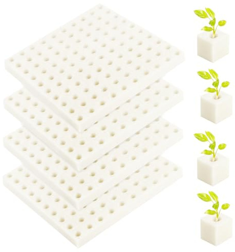 Fuhesgu 400 Stück Hydroponischer Schwamm Hydroponic Sponge 25 x 25 x 2,5cm Hydroponik Schwämme Anzuchtwürfel Hydrokultur Anzucht Weiß Pflanzschwamm für Gewächshaus Steinwolle Würfe Sämlinge Setzlinge