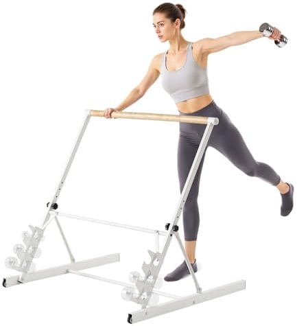 VEVOR Barre à ballet, hauteur réglable 4 niveaux, barre de danse portable autoportante, équipement de fitness à domicile pour abdominaux, bras, force et cardio, extensible et pliable, faciles à ranger