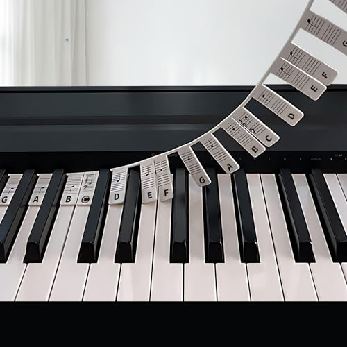 Klavierführer für Anfänger, Abnehmbare Silikon Klaviernoten Notenetiketten, 88 Tasten Tastatur in Voller Größe, Geeignet für Tasten Piano, Yamaha Piano, E Piano und E-Piano Tastaturen