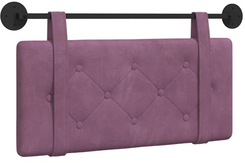 vidaXL Hängendes Kopfteil Lila Samt, Moderner rechteckiger Wand-Headboard aus Samt, bezogen mit Bändern, Knopfsteppung für entspannende Schlafzimmer-Deko