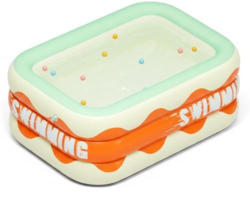 Piscina Inflable Pequeña De 4 Pies, Piscina Inflable para Adultos Y Niños, De PVC con Aislamiento De 3, Vadeador Plegable, Naranja De 4.27 Pies, Decoración Al Aire Libre