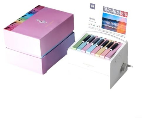 Wodsty 2025 Musik Kalender Spielbar mit 52 Wochen Noten, Eleganter Desktop Kalender aus ABS für Pianisten, 12.5x8.5x8.5cm, Schwarz(White)
