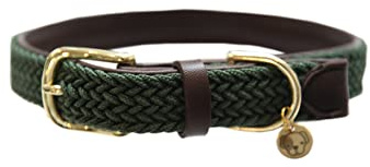 Kentucky - Hundehalsband - Geflochtene Nylon Hundeleine - Olivgrün - Größe M (50cm)