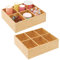 mDesign 2er-Set Teebox – elegante Aufbewahrungsbox mit 6 Fächern aus Bambus – Holzkiste für Teebeutel, Teeei, Gewürze und Co. – naturfarben