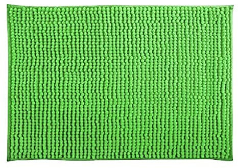 MSV Badteppich Badvorleger Duschvorleger Chenille Hochflor Badematte 60x90 cm – Basil Grün
