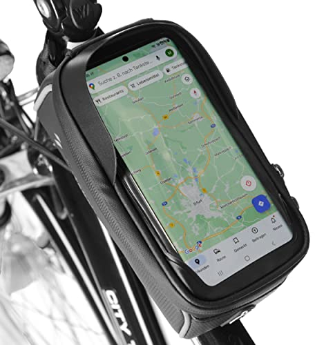 Lantelme wasserdichte Fahrrad Handytasche 1,8L | Stoßfeste Touchscreen Smartphone Halterung für Fahrradrahmen | 6 Zoll Fahrradtasche, Lenkertasche, Handyhalterung | MTB, Rennrad, Zweirad, Zubehör
