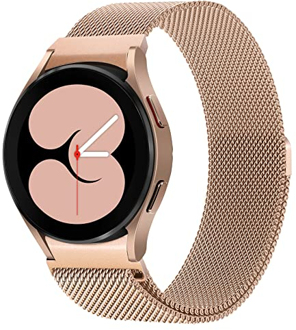 ABOVEACC Ersatzarmband Kompatibel mit Samsung Galaxy Watch 7/FE/6/5/4 Armband 40mm 44mm, Magnetisch Einstellbar Edelstahl Metall Armbänder für Damen Herren, Roségold
