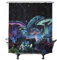Ulticool Duschvorhang - Pilz Mushroom Psychedelischer Trippie Bohemian - 180 x 200 cm – Anti Schimmel Waschbar – Wasserdicht - mit 12 Ringe - Blau Schwarz