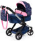 Bayer Design 17016AA Puppenwagen Xeo mit Tasche, höhenverstellbarer Griff, Schwenkschieber, wandelbar als Puppenjogger, bewegliche Vorderräder, integrierter Korb, Blau, Rosa, Weiß