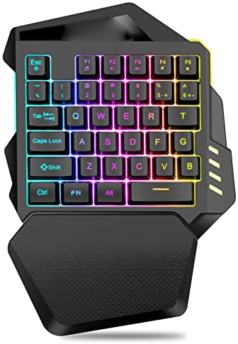 VBESTLIFE Einhand-RGB-Gaming-Tastatur, Typ C 2,4 G Wireless 35 Tasten Einhand-Tastatur, Gaming-Tastatur, für PC-Gamer