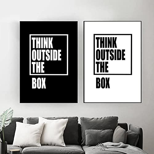 Motivational Think Outside The Box Poster Inspirierende Zitate Leinwand Gemälde Brief Wand Kunstdruck Wohnzimmer Dekor 70x100cmx2 Rahmenlos
