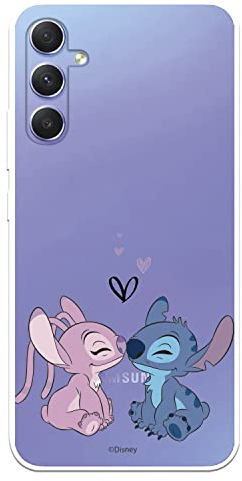 Schutzhülle für Samsung Galaxy A34 5G Offizielles Disney Angel & Stitch Kuss zum Schutz Ihres Handys, Samsung Galaxy A34 5G mit offizieller Lizenz von Lilo & Stitch
